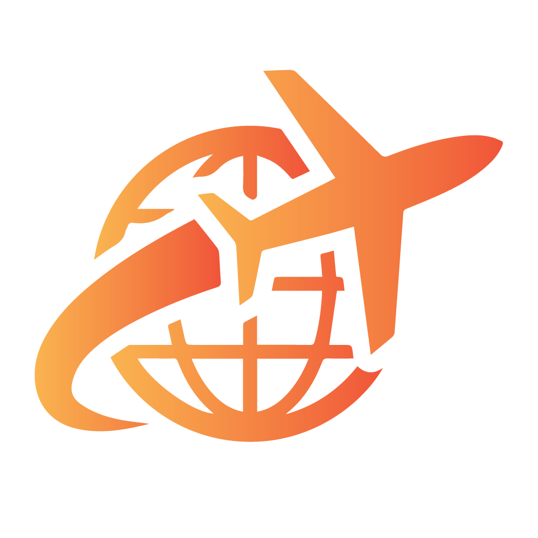 logo of plane travelling across Globe